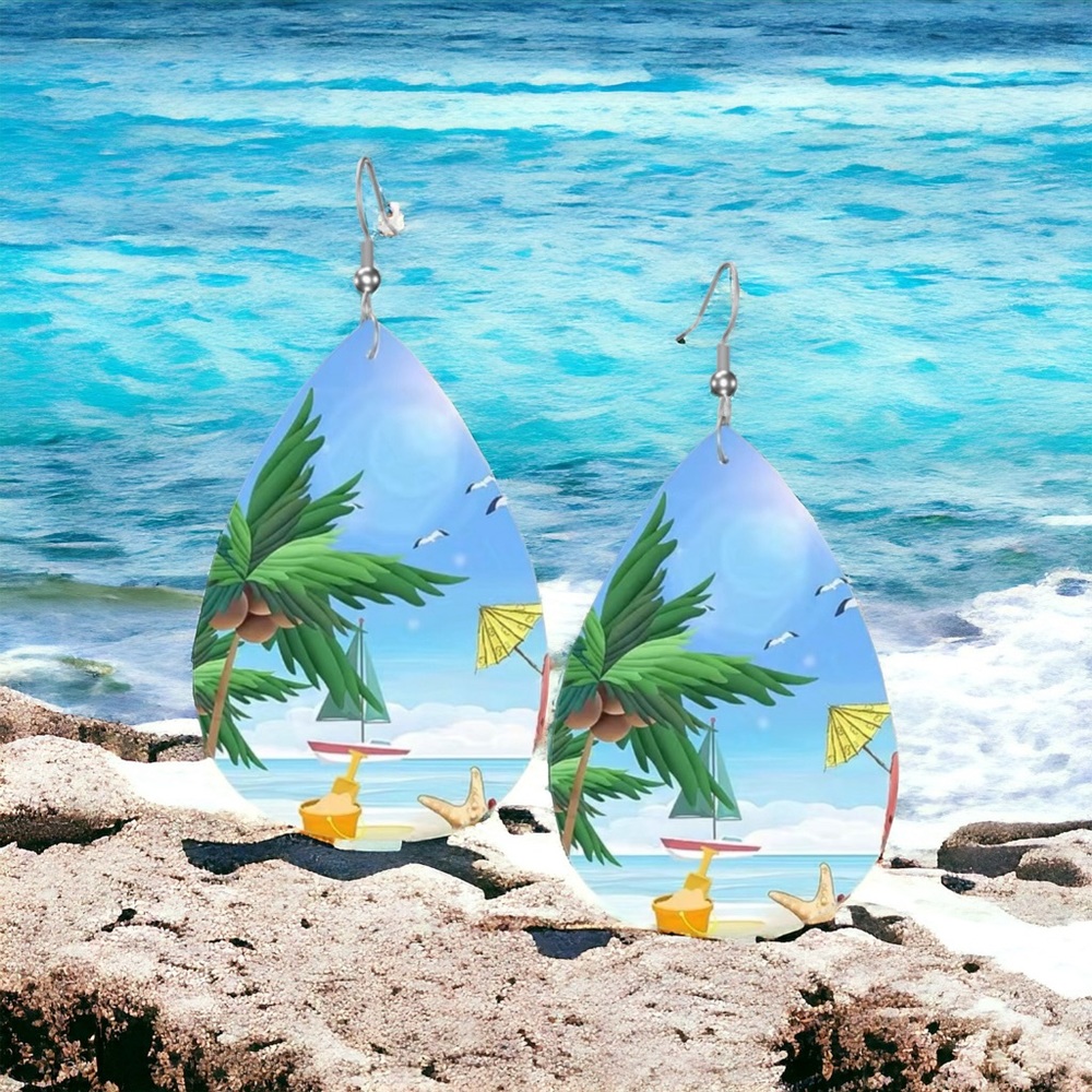 1 pair Hawaii faux leather tear drop shape dangle earrings
Faux fashion jewelry - Picture 2 of 7